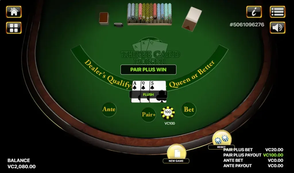 3 Card Poker Online Game Screenshot