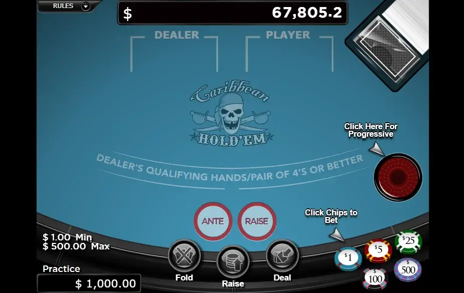 Caribbean Hold'em demo game screenshot